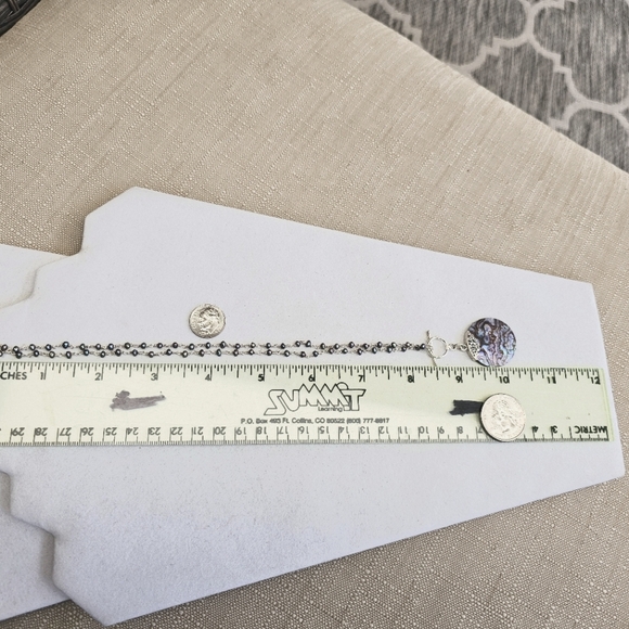 925 Silver Abalone and Pearl Station Necklace - Picture 13 of 15